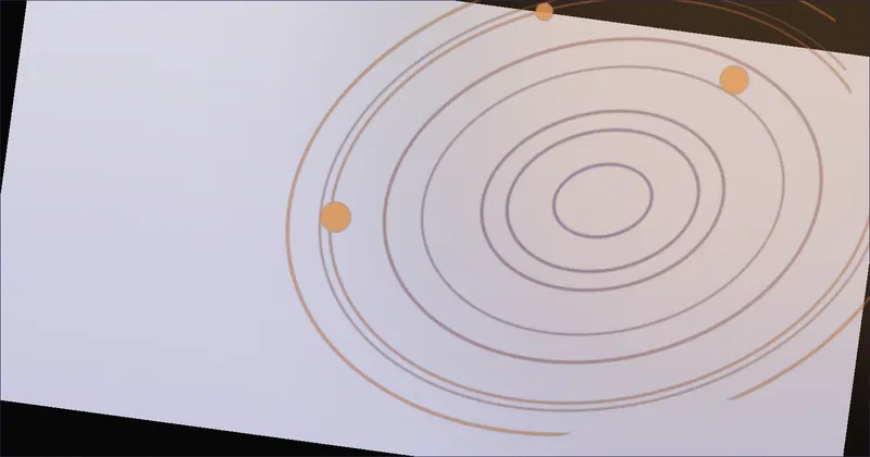 Illustration of linked community icons orbiting a code editor window